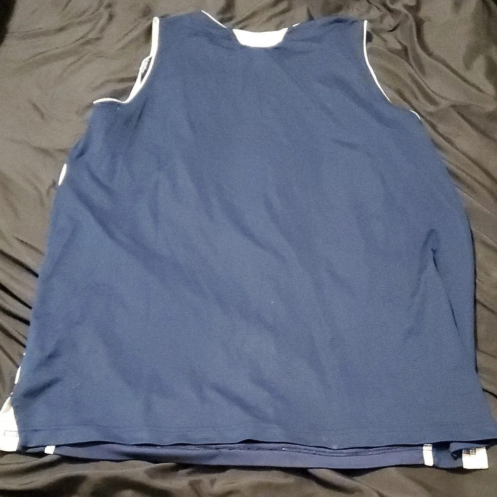 Adidas Navy and White Sleeveless Top Y2K